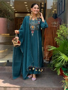 New Style Cotton Embroidered Anarkali <b>Suit</b> With Work For <b>Women</b> Traditional Indian Pakistani Wear Floor Length Loose - Product Image 4