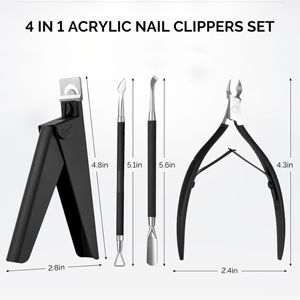 Juego de Cortaúñas 4 en 1 de Acero Inoxidable Duradero, Empujador y Removedor de Cutículas de Doble Punta, Cortaúñas para Manicura, Pedicura, Uso en el Hogar y Salón - Product Image 3