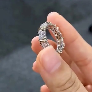 925 Moissanite Noble Round Cut <b>Two</b>-Tone White Gold Plated 1.3Ct RingLuxe Women's <b>Ring</b> - Product Image 3