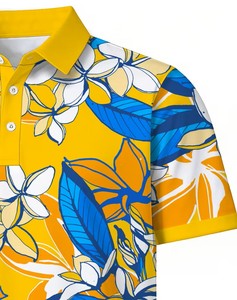 Men's Floral Print Short Sleeve for Shirt Casual Breathable 100% Cotton Knitted Jersey Digital Printed Front Logo Regular Fit - Product Image 3