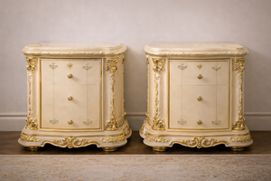 Juego de Muebles de Dormitorio Neoclásicos de Madera de Inspiración Romana, Cama King Size Clásica con Mesitas de Noche, Juego de Dormitorio Personalizado a Medida - Product Image 3