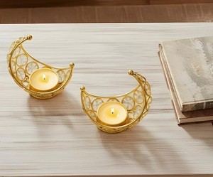 Moon Shaped Crystal <b>Tea</b> Light Candle Holder Elegant Decorative Candle <b>Stand</b> for Home Living Room Bedroom Festive Decor - Product Image 3