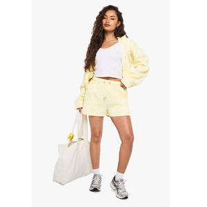 Conjunto deportivo de moda para mujer, con logotipo personalizado, 2 piezas, sudadera con capucha y cremallera doble y pantalones deportivos de pierna ancha. - Product Image 1