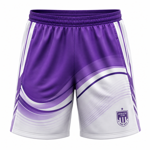 กางเกงขาสั้นผู้ชายสีม่วงขาวไล่เฉด แห้งเร็ว เอวยางยืด โพลีเอสเตอร์ 100% สำหรับทุกฤดู พิมพ์ลายแบบ Sublimation - Product Image 1