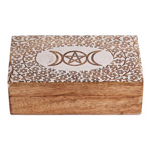 กล่องเก็บของทำด้วยมือทำจากไม้คุณภาพสูงดีไซน์ดวงจันทร์ดาวกล่องสมบัติไม้มะม่วงสีขาวกำหนดขนาดเองได้ผู้จำหน่าย - Product Image 3