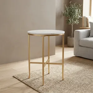 Modern Brass Coffee <b>Table</b> With <b>Marble</b> Top Living Room Furniture Decorative Accent <b>Side</b> <b>Table</b> - Product Image 6