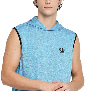 Camiseta sin mangas con capucha para hombre, corte regular, 100% algodón, forro polar ligero, ropa de gimnasio, estilo casual urbano, para entrenamiento. - Product Image 6