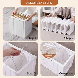 Organizzatore per Scarpe Impilabile a 6 Livelli in Plastica Bianca, Contenitori Pieghevoli per Sneaker, Portascarpe per Armadio - Product Image 6