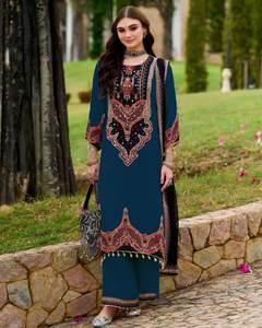 Colección de Lujo Brillante Especial para Eid, Traje Pakistaní Reversible para Fiestas, Tela Simmer para Todas las Temporadas - Product Image 1