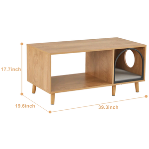 Mesa de Centro Moderna de Lujo Ligero en Madera Maciza 2 en 1 con Cueva para Mascotas, Entrada en Arco y Ventana Lateral para Sala de Estar/Apartamento - Product Image 6