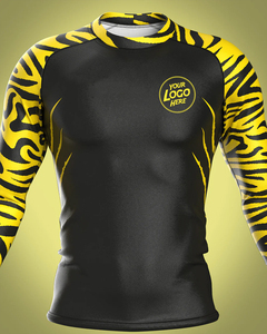 Camiseta de Manga Larga Personalizada para Hombre, Diseño de Tigre Negro y Amarillo, Transpirable, Ecológica, de Secado Rápido, para MMA, con Logotipo Impreso en la Parte Delantera - Product Image 3
