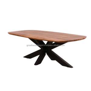 La meilleure table en bois d'Europe Table à manger industrielle à chevrons faite à la main en bois de manguier massif pour hôtels et salles à manger pour la maison - Product Image 1