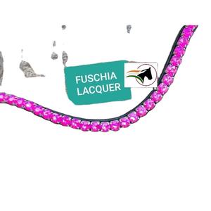 Cabezada de Cuero Acolchada con Cristales Fucsia de Lujo para Caballo, con Sistema de Cambio Rápido y Fácil de Velcro - Product Image 2