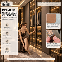 Système de dressing en cuir sur mesure pour projets d'aménagement complet d'armoires avec support de dessin technique