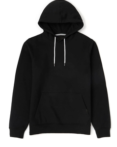 Sweat-shirt à capuche noir uni pour homme, coupe classique, en molleton, décontracté, avec poche avant, respirant, pour l'automne, 300g - Product Image 5