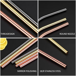 Eco Friendly 304 Stainless Steel <b>Reusable</b> Drinking <b>Straw</b> Set with 2 Cleaning Brushes Portable and Durable - Product Image 5