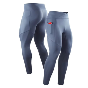 <b>Men</b> Gym Wear Tight Leggings With Pocket Running Sports Fitness Jogging <b>Pants</b> Quick Dry Trousers Workout Training <b>Yoga</b> Bottoms - Product Image 1