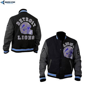 High Quality Custom Letterman Varsity Jacket for Brands OEM ODM Wholesale Streetwear Embroidery Wool Body Leather Sleeves - Product Image 6