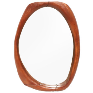 Handcrafted Honey Brown Wood <b>Wall</b> <b>Mirror</b> 40x30cm Framed Home Decor | OEM Wholesale Mid Century Modern Eco-friendly <b>Lightweight</b> - Product Image 1