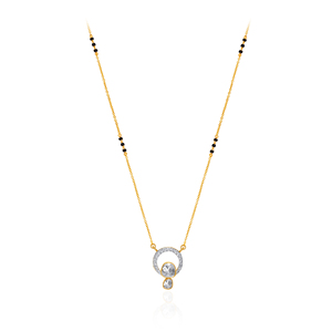 <b>Rose</b> Gold 18K Diamond Pendant with Round Brilliant Cut and <b>Black</b> Beads Trendy Women's Everyday Wear Jewelry - Product Image 1