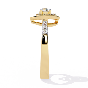 Anillo minimalista de oro macizo de 10k, 14k o 18k con diamante de corte redondo en forma de corazón para mujer, ideal para regalo, compromiso, aniversario o boda. - Product Image 2