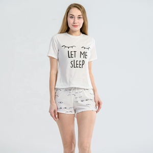 <b>Women's</b> Short Sleeve Silk Screen Printed T-Shirt Matching Shorts Set Leopard/Letter Pattern Front 100% Cotton Summer Casual - Product Image 5