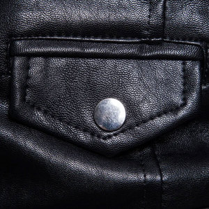 Nouvelle conception, veste d'hiver décontractée en cuir véritable et toile respirante, col mandarin, couleur unie, logo sur le devant, pour adultes - Product Image 4