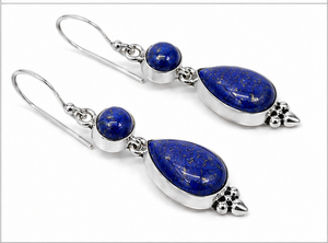 Natural Lapis Lazuli 925 Sterling Silver Dangle <b>Earrings</b>, Handmade Teardrop Blue Gemstone <b>Earrings</b>, Genuine Lapis Drop <b>Earrings</b>, - Product Image 2