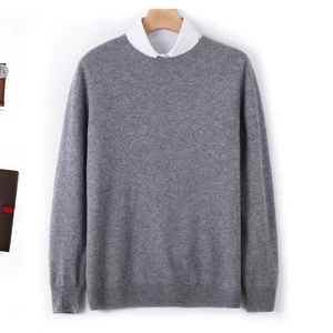 Suéter de lana de invierno personalizado para hombre, jersey de merino suave, informal, clásico, 100% lana, a rayas, con encaje grueso - Product Image 1
