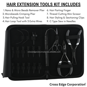 Le kit d'outils de fabrication d'extension de cheveux comprend une pince à sertir pour les perles de micro-maillon et un mini ciseau qui tire également un crochet - Product Image 2