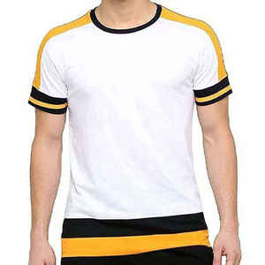 เสื้อยืดคอตตอนแท้ 100% คุณภาพสูง แบบเรียบ สีทูโทน ทรงเข้ารูป แขนสั้น สำหรับผู้ชาย - Product Image 4