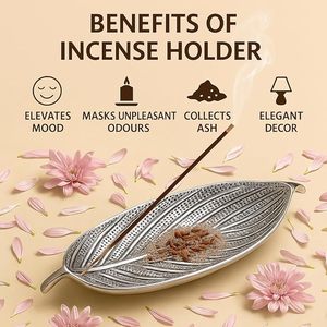 Aluminum Eco-Friendly Indian <b>Incense</b> <b>Holder</b> for Religious Pooja Silver Agarbatti Stand Home Meditation Decorative Ash Catcher - Product Image 2