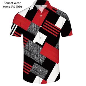 Camisa de hombre con botones, informal, de verano, manga corta, con estampado gráfico - Product Image 1