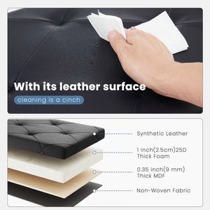 43 Inch Folding Ottoman <b>Storage</b> Bench Upholstered Foot Rest <b>Stool</b> 660 Lbs Capacity Workshop & Gym Use - Product Image 6