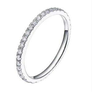 Anillo de Eternidad de Oro Blanco de 18K con Diamante Cultivado en Laboratorio, Corte Brillante Redondo, Anillo de Compromiso Moderno para Unisex - Product Image 1