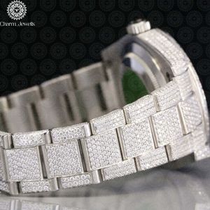 Charm Jewells Luxury Women's Stainless Steel <b>Diamond</b> <b>Watch</b> Round Analog Quartz 42mm Sapphire Crystal Folding Clasp Band - Product Image 5