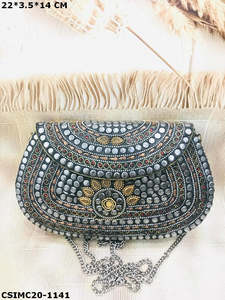 Sacs à main de soirée pour femmes, sacs à main en nacre et métal, sacs à main en mosaïque et kundan, sacs indiens multicolores d'Inde - Product Image 5