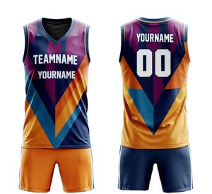 Conjuntos de uniformes de baloncesto profesionales personalizados para hombre, camiseta y pantalones cortos transpirables con estampado por sublimación completa para adultos - Product Image 1