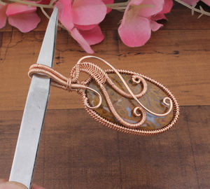 Pendentif en pierre précieuse de jaspe naturel enveloppé de fil, argent 925, vente en gros, plaqué platine, vintage, unisexe, artisanal, cristal de guérison - Product Image 4