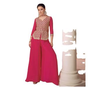 El último diseñador Faux Georgette Chinon Silk Sequence Work Sharara Suit de Fab Zone - Product Image 1