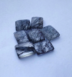 Cuarzo Rutilo Negro Natural, Corte Checker, Gema Rectangular Calibrada, Piedra Suelta, Todos los Tamaños Disponibles - Product Image 4