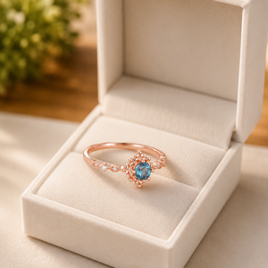925 <b>Sterling</b> <b>Silver</b> Engagement Ring Round Blue Gemstone Claw Setting Women <b>Wedding</b> <b>Band</b> Vintage Moissanite Jewelry - Product Image 4