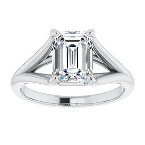 Classic <b>Emerald</b> Cut Moissanite Engagement <b>Ring</b> 925 Sterling <b>Silver</b> Split Shank Solitaire <b>Ring</b> Customized Wedding <b>Ring</b> For Her - Product Image 1