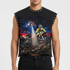เสื้อกล้ามพิมพ์ลายกราฟิก SHY SPORTS ผ้าเจอร์ซีย์คอตตอน 100% สไตล์วินเทจสุดเทรนดี้ เสื้อยืดแขนกุดสำหรับทุกเพศ เหมาะสำหรับใส่ในช่วงฤดูร้อน - Product Image 4