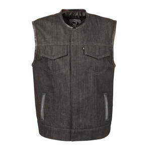 Chaleco de Motociclista de Mezclilla Negra para Hombre, Calidad Premium, Precio de Fábrica HARAZ, Ecológico, de Secado Rápido, Impermeable, con Diseño Paisley - Product Image 1