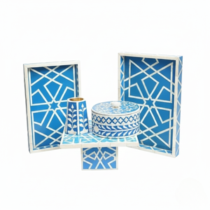 Mother of Pearl Inlay Wooden Cake Stand | Luxury Acrylic Serving Tray Dessert Plate Set | Ramadan Eid Home Decor <b>Gift</b> Handmade - Product Image 1