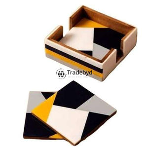 Sous-verre carré artisanal de luxe en os incrusté, couleurs personnalisables, pour la maison et la restauration - Accent de table élégant par Tradebyd - Product Image 4