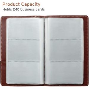 Porta Biglietti da Visita Professionale in Pelle PU con Capacità 240 Carte, Organizzatore per Biglietti da Visita con Scomparto Portadocumenti - Product Image 2