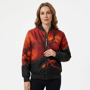 Blouson long unisexe ROLEIN en polaire écologique avec imprimé dragon rouge, fermeture éclair, style décontracté, polyester/coton à l'avant - Product Image 5