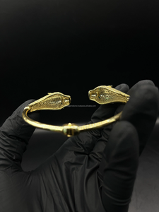 Nuevo estilo chapado en oro 925 Starling Silver y Bling Moissanite Diamond Hip Hop Leopard Bangle para mujeres y hombres joyería - Product Image 2